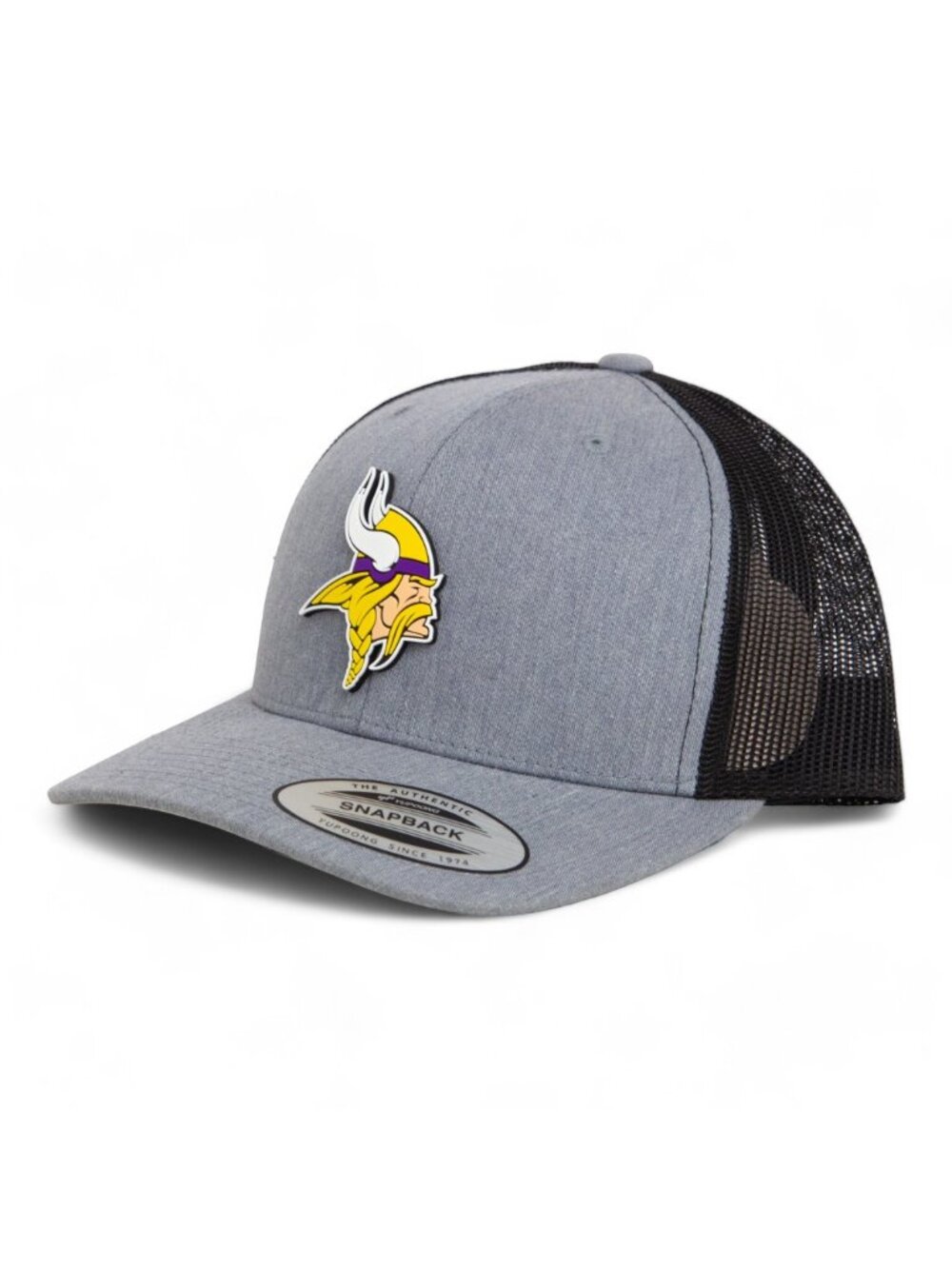 Minnesota Vikings 3D YP Snapback Trucker Hat- Heather Grey/ Black